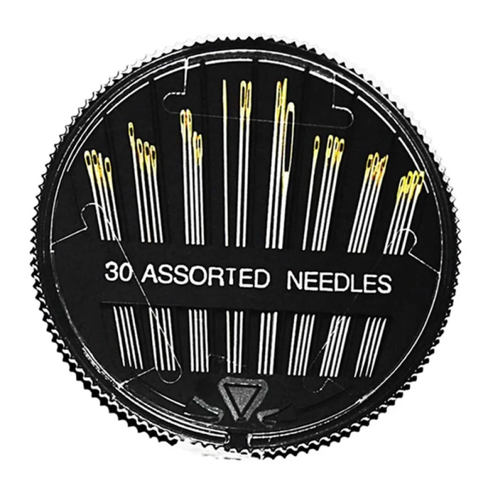 

30 Sewing Needles Hand-stitched Black Needle Box With Gold Tail Needles Anti-dropping Smooth Twisting Needle Boxes Gold Plating