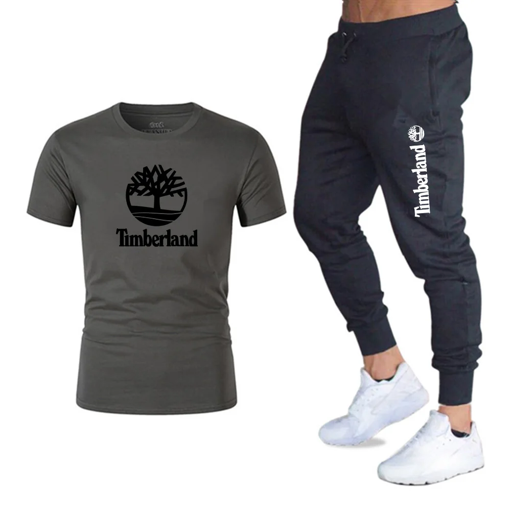 

2021New Men's Summer Leisure Sets T-Shirt+Pants Two Pieces Casual Tracksuit Male Sportswear Gym Breathable Clothing Sweat Suit