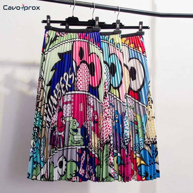 Женская ностальгическая юбка миди с графическим принтом до середины икры