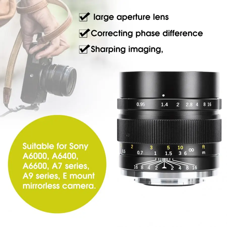 Жонгюй 35 мм F0.95 II объектив с широкой диафрагмой и APS-C рамка DSLR Камера