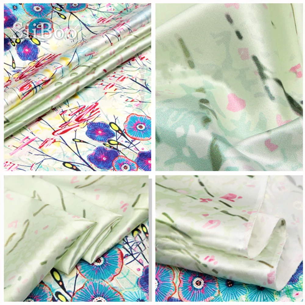 Роскошный Лебедь цветочный позиционирование печати спандекс шелковая ткань для