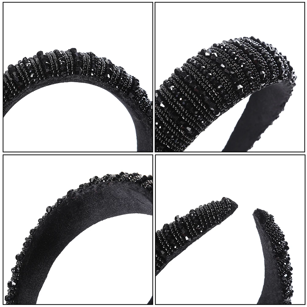 

MOLANS Sparkly Padded Rhinestones Headbands Full Crystal Luxurious Limited Edition Hairbands Bejewled Black White Women Headband