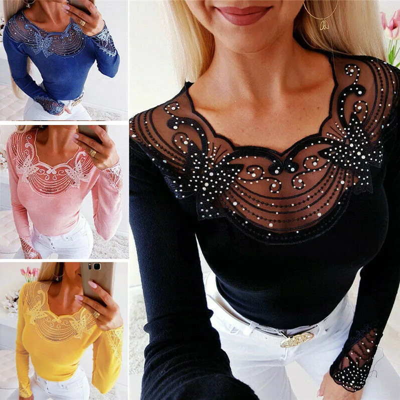 

Lace Patchwork Shirt Women Blouses Casual Long Sleeve Tops Blouse Solid Color Ladies Loose Tops Shirts Female Clothes Blusas