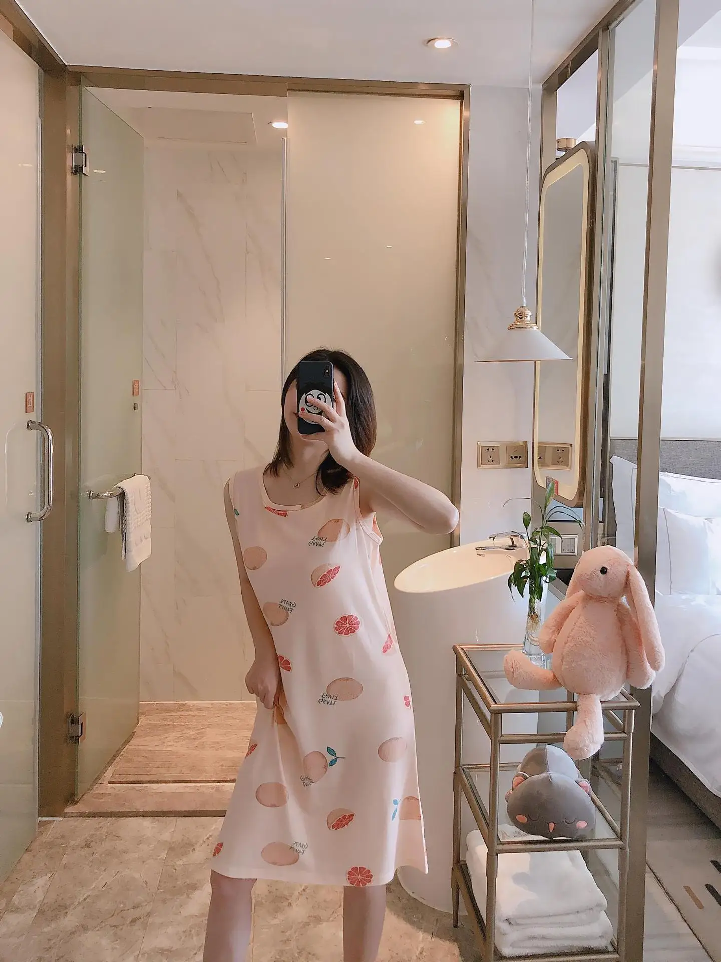 Summer New Vest Medium Length Nightdress Women's Korean  Cute Cartoon Loose Version Female Nightgown Home Wear Sexy Sleepwear