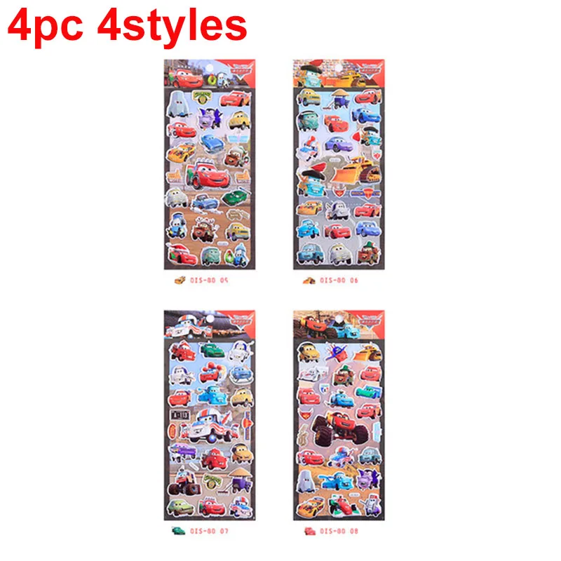 DIS-BD2- 4pcs 4style Disney Classic toy PVC new 3D Lightning McQueen car mobilization kindergarten reward stickers removable stickers murals Toys - Цвет: DIS-BD2- 4pcs 4style