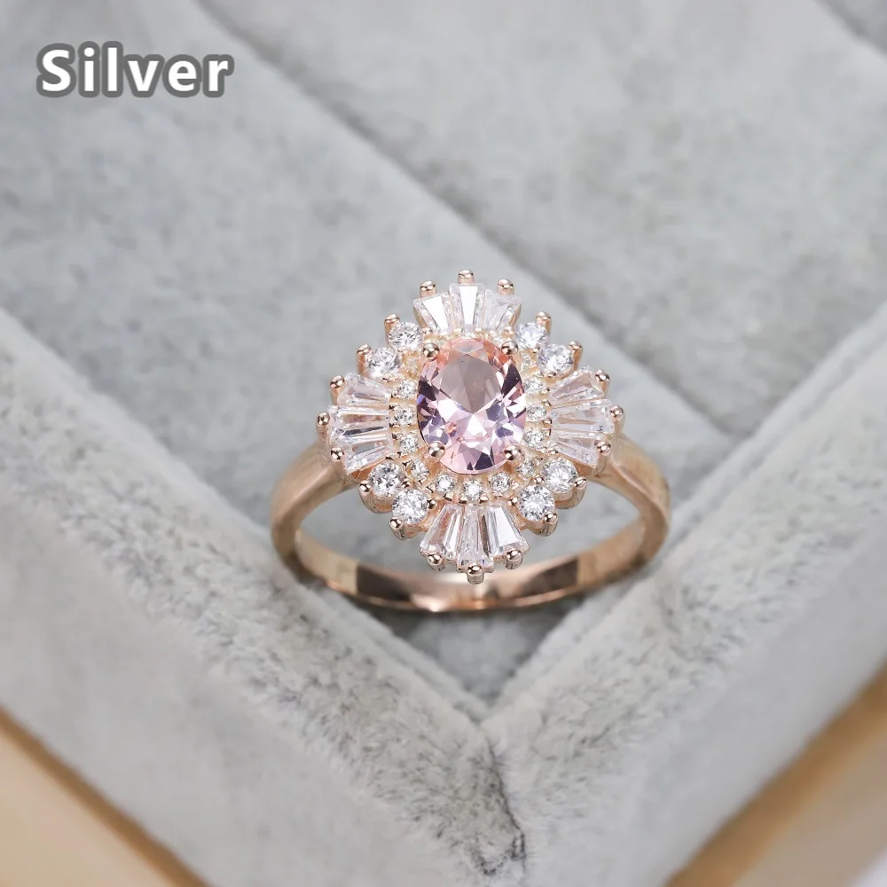 

Модное роскошное обручальное кольцо из серебра пробы с цирконом цвета шампанского