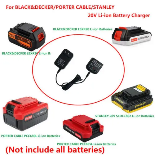 Штепсельная Вилка US/UK/EU 500mAh 3 в 1 зарядное устройство для BLACK & DECKER/PORTER CABLE/STANLEY 20V