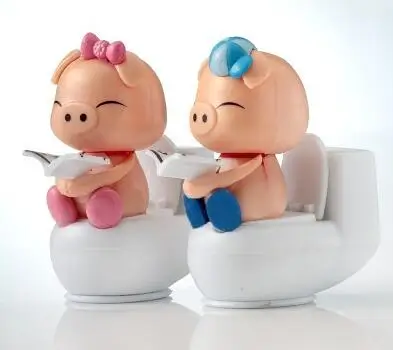 

Cute Solar Powered Dancing Pink Pig Sitting On Toilet Home Car Decor Kids Toys
