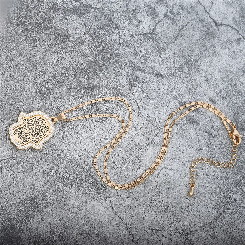 Lucky Collares Bijoux Femme Хамса рука начальная ожерелье для женщин золотые ювелирные изделия выдалбливают ключицы Звено Цепи Подвеска колье