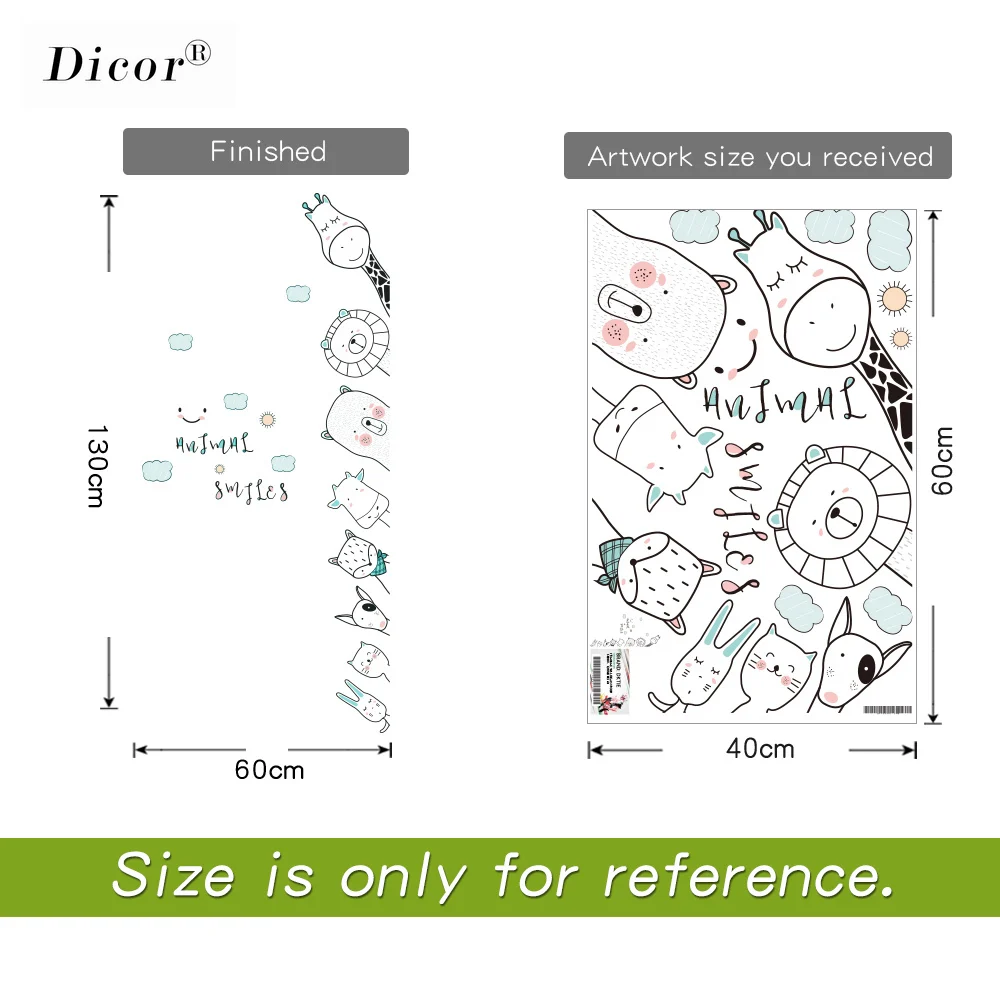 Дикор Детская комната украшения мультфильм наклейки на стену животные дверь
