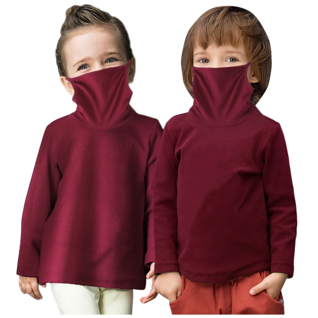 Модная Однотонная футболка одежда Детская с длинным рукавом для маленьких