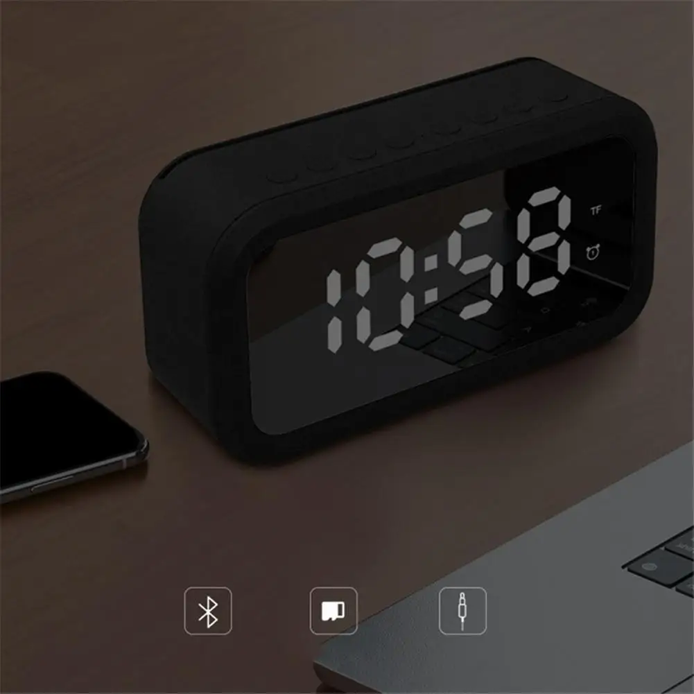 Rechargeable Multifunctional Alarm Clock Electronic Bluetooth Speaker Radio Supports Real-time Temperature Display Function | Дом и сад