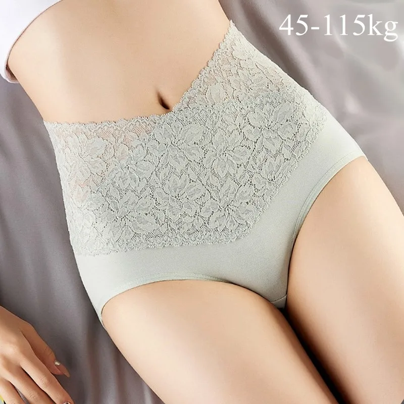 

45-115kg Plus Size women lace Panties modal cotton Sexy Underwear Women High Waist Breathable flower lace underpants hip lift