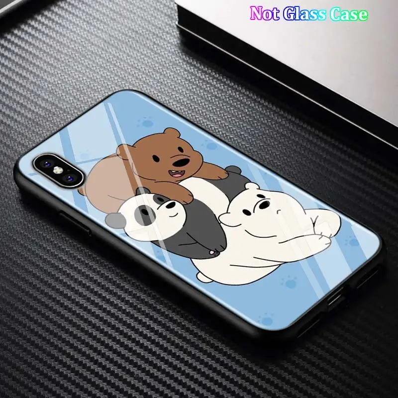Black Cover Cute Bare Bears for iPhone 11 11Pro X XR XS Max for iPhone 8 7 6 6S Plus 5S 5 SE Glossy Phone Case - Цвет: Style 06