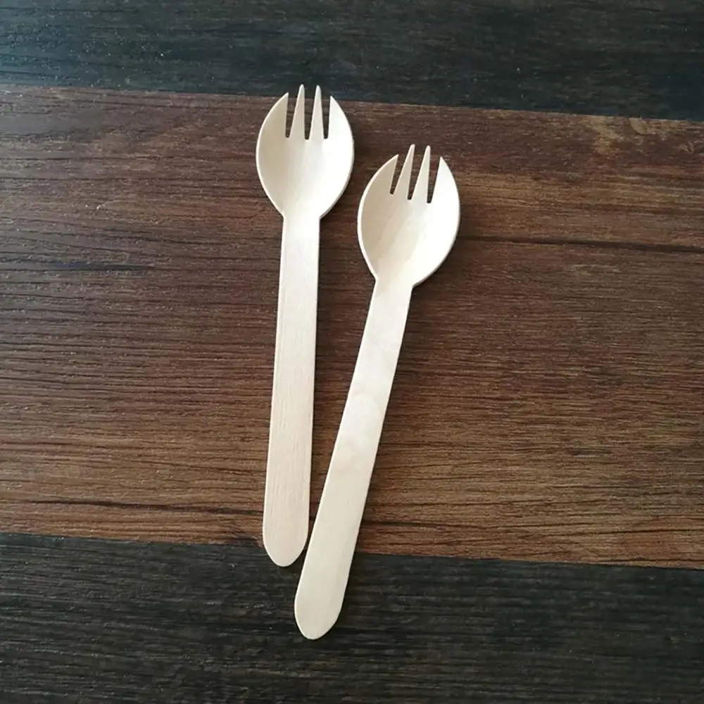 6 дюймов 16 см SPORK одноразовые деревянные эко-Пикник экологически чистые салаты