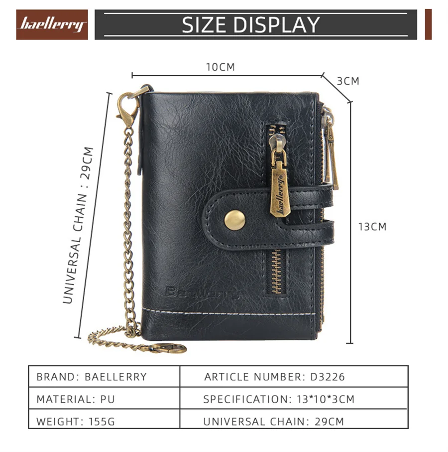 

2021 New Men's Short Wallet European And American Double Zipper Zero Wallet Multi Card Three Fold Wallet Coin Mini Card Wallet