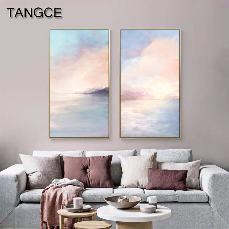 Абстрактная Картина на холсте с розовым морским облаком скандинавские плакаты и