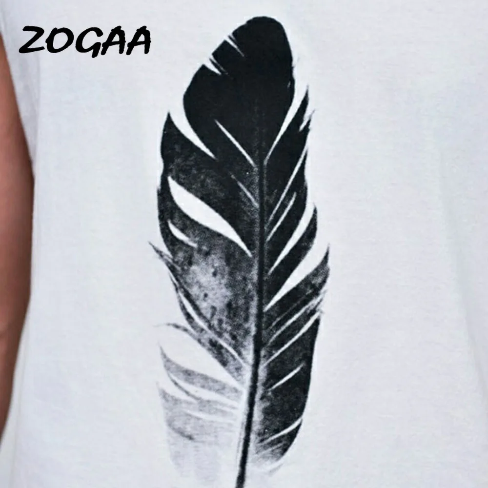 

ZOGAA 2020 new men's summer solid color black and white explosion style feather print pattern sleeveless vest