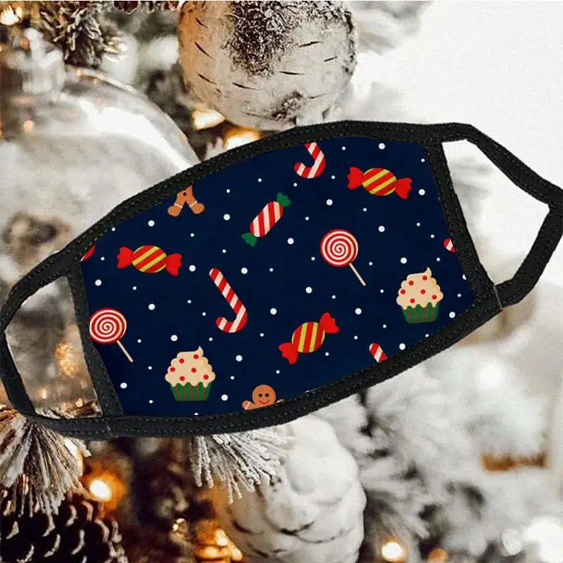 

Christmas Cotton Dustproof Washable Reusable Mouth Mask Santa Claus Printed Face Mask Outdoor