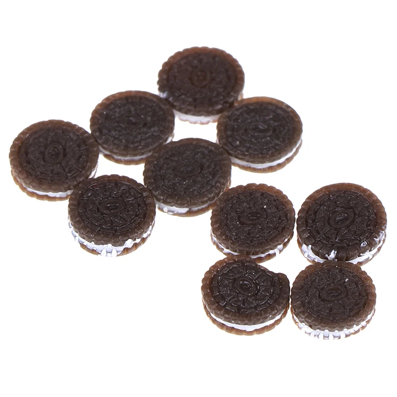 

10pcs 1/12 Kawaii Black Chocolate Cookies Miniature Dollhouse Kitchen Decoration Bakery Mini Food Pretend Play Toys