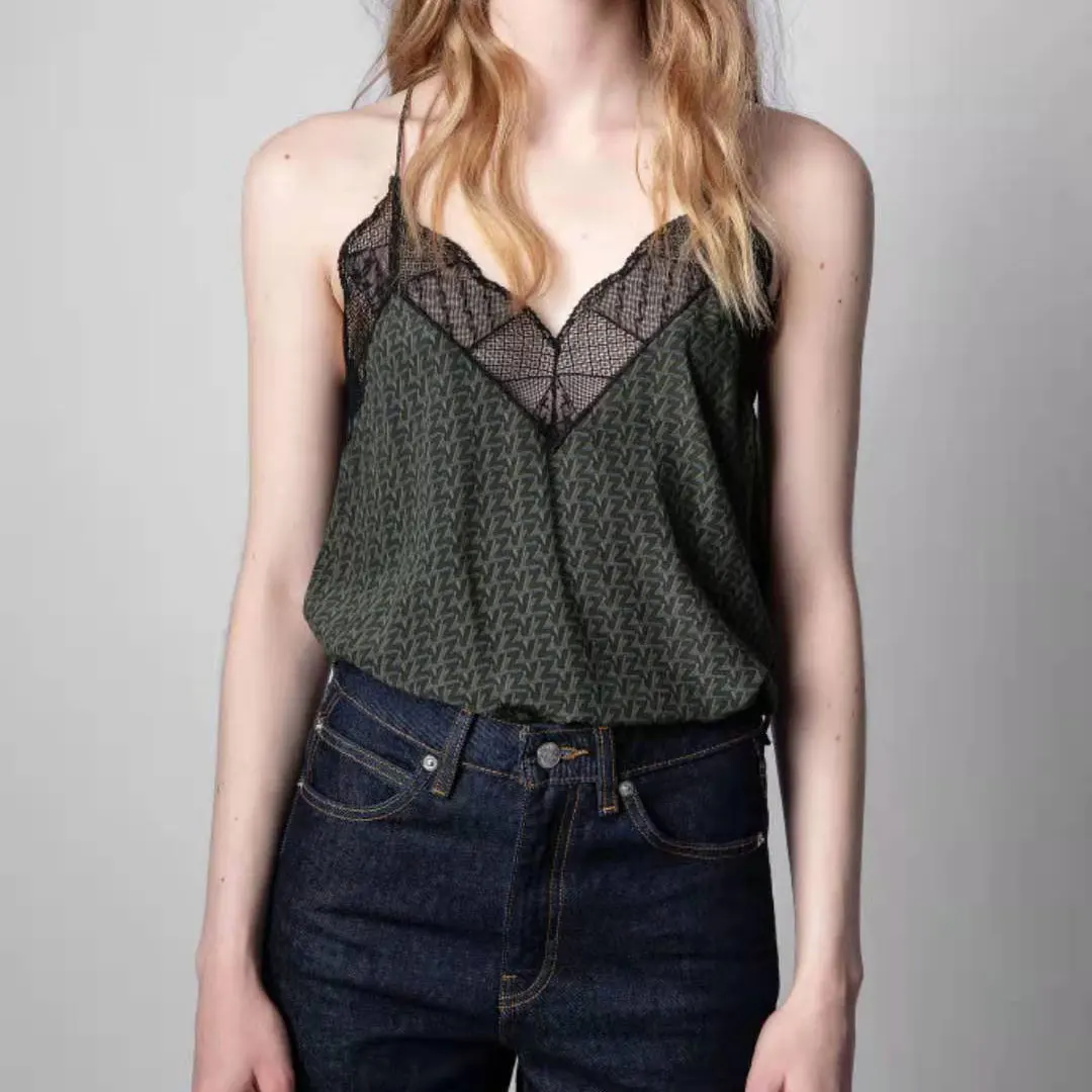 

Женские пикантные топы на бретельках с буквенным принтом, модные повседневные женские топы с кружевом