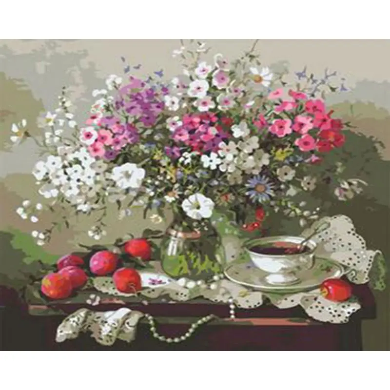 

Набор для рисования по номерам на холсте Цветы, для взрослых и детей