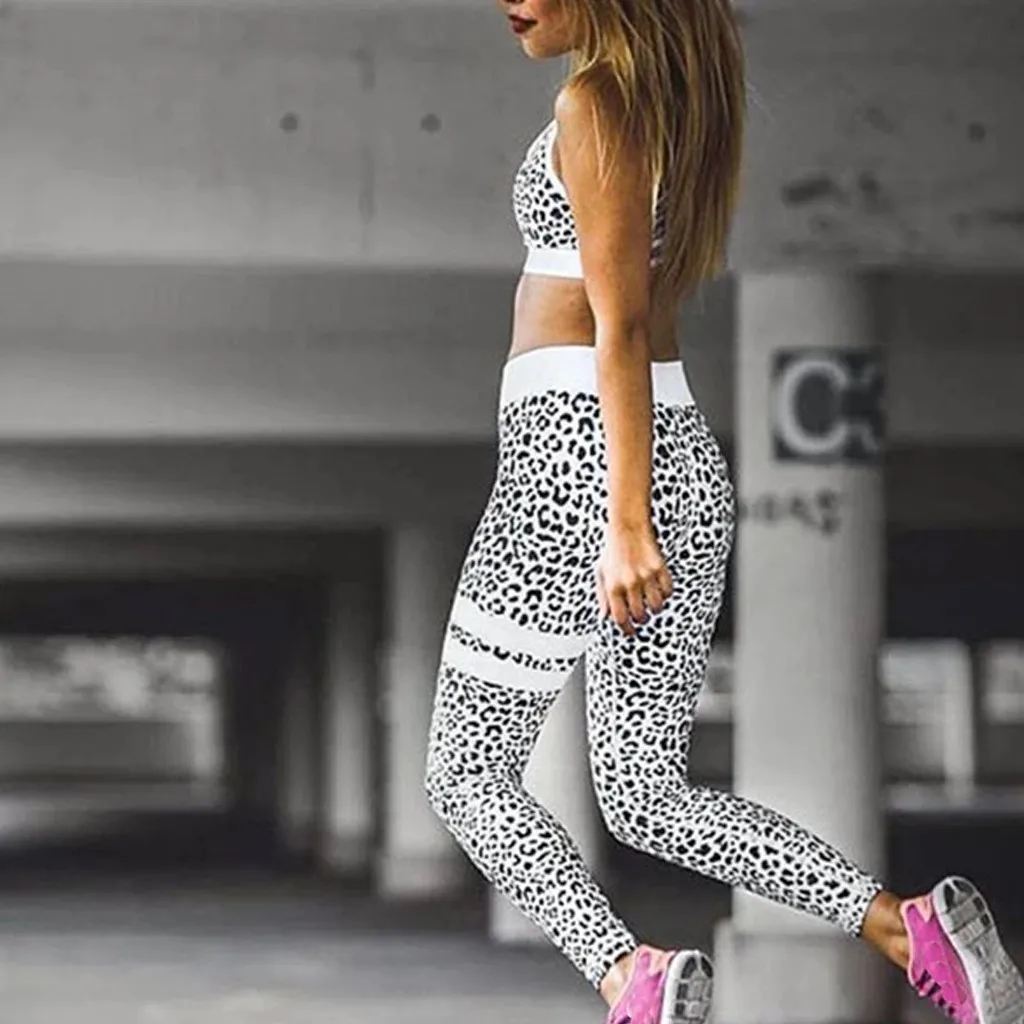 2 шт. спортивные костюмы женские бесшовные комплекты для йоги женский Принт