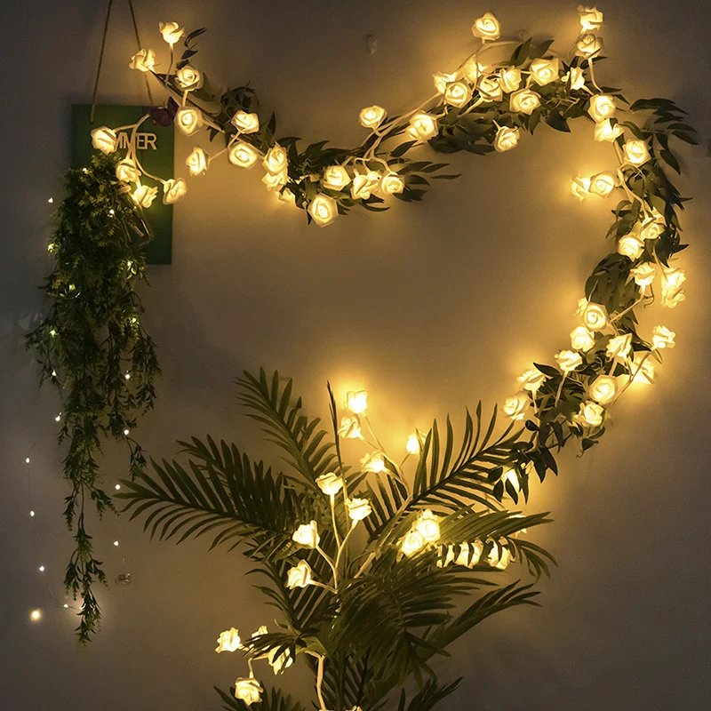 

Rose Tree Branch String Garland Light LED Willow Vine Lights For Christmas Bedroom Wall Decoration 3M 60Leds Artificial Flower