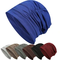 korean hat mens and womens winter pleated pullover hat cotton thickened dome solid color versatile stack hat street shot