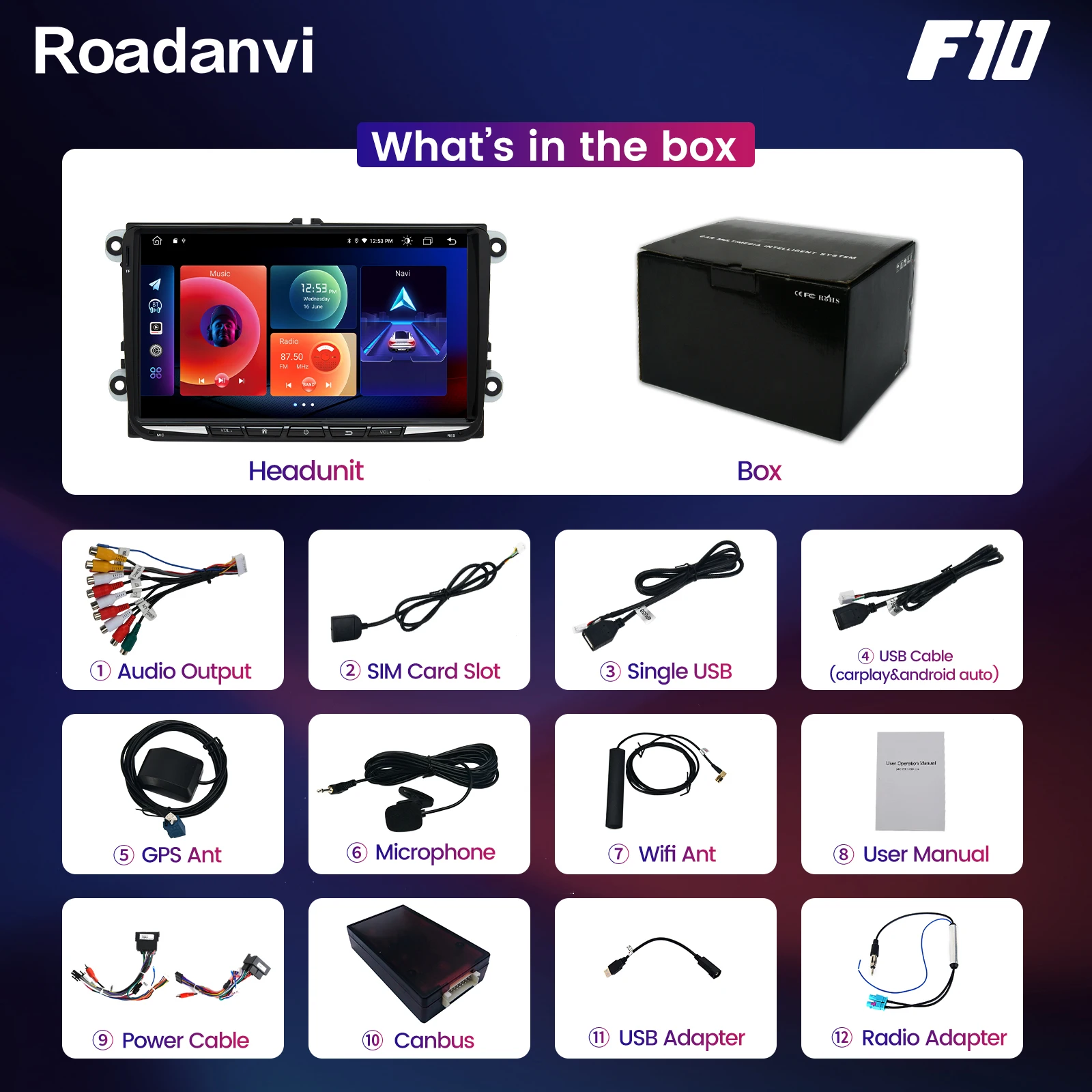 Roadanvi 2 Din автомобильная стереосистема Android 10 для VW Universal Polo Golf Eos Tiguan Touran Passat B6 Scirocco