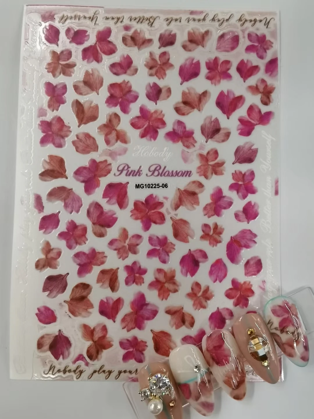 

3D Nail Sticker New English Flower Design DIY Tips Nail Art Decoration Packaging Self-adhesive Transfer Decal Slider