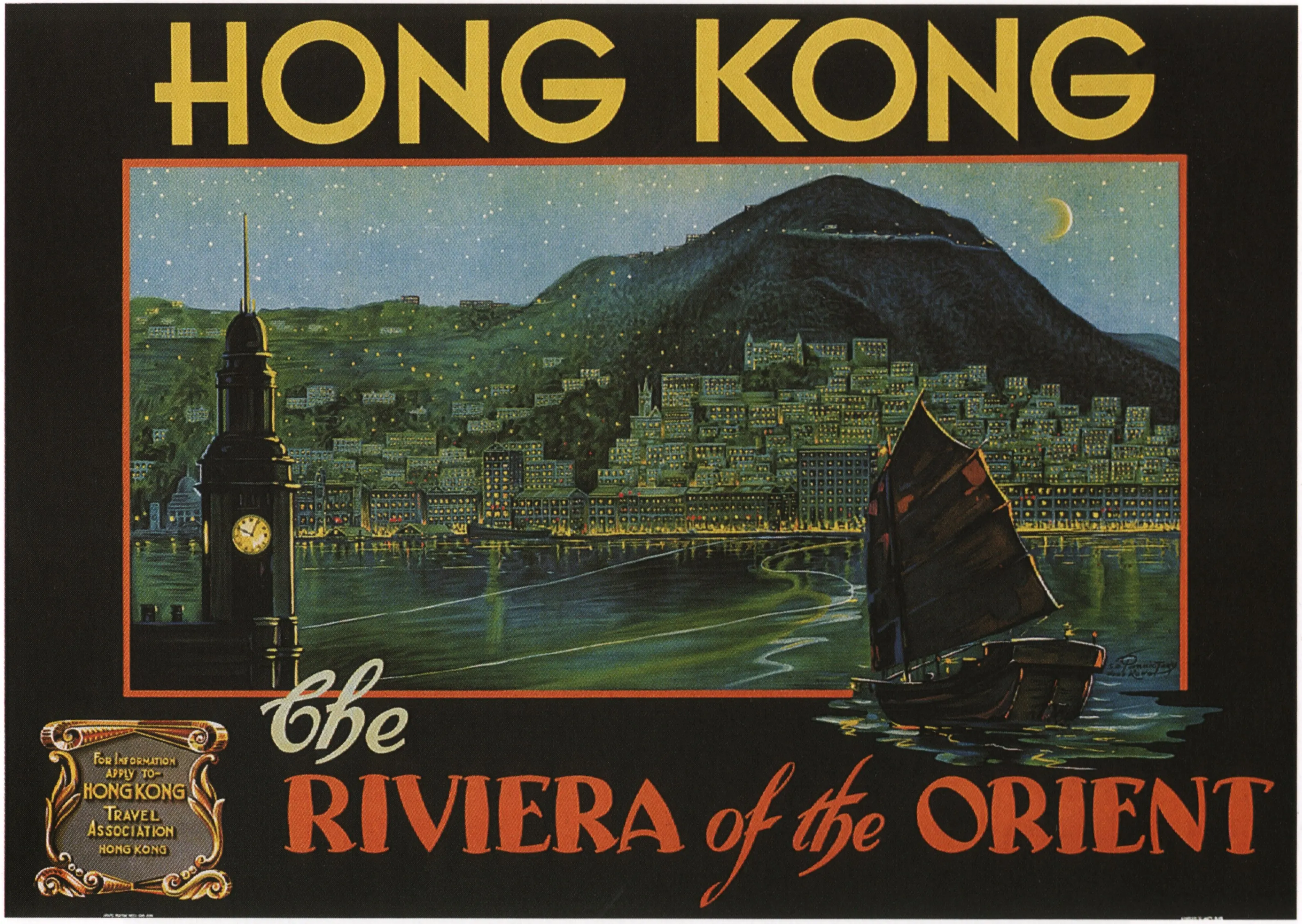 

400X300MM HongKong-Riviera-of-the-Orient-1930 jumbo fridge magnet SFM-0405