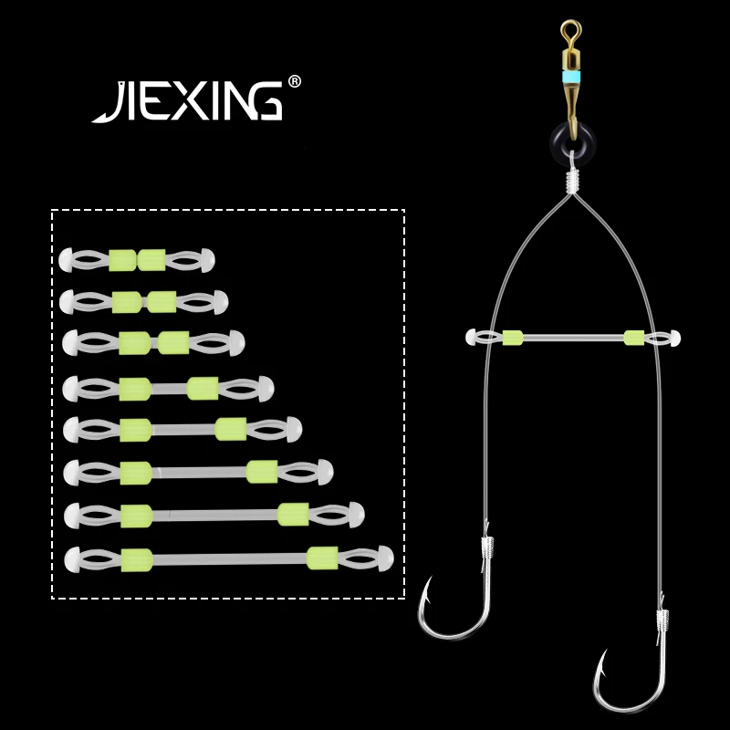 8 шт./партия, силиконовые двойные рыболовные крючки с фиксированным расстоянием
