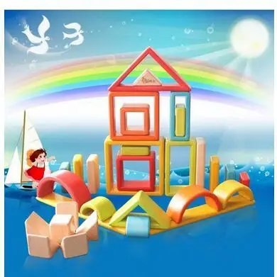 Детские деревянные радужные строительные блоки большие игрушки из цельного