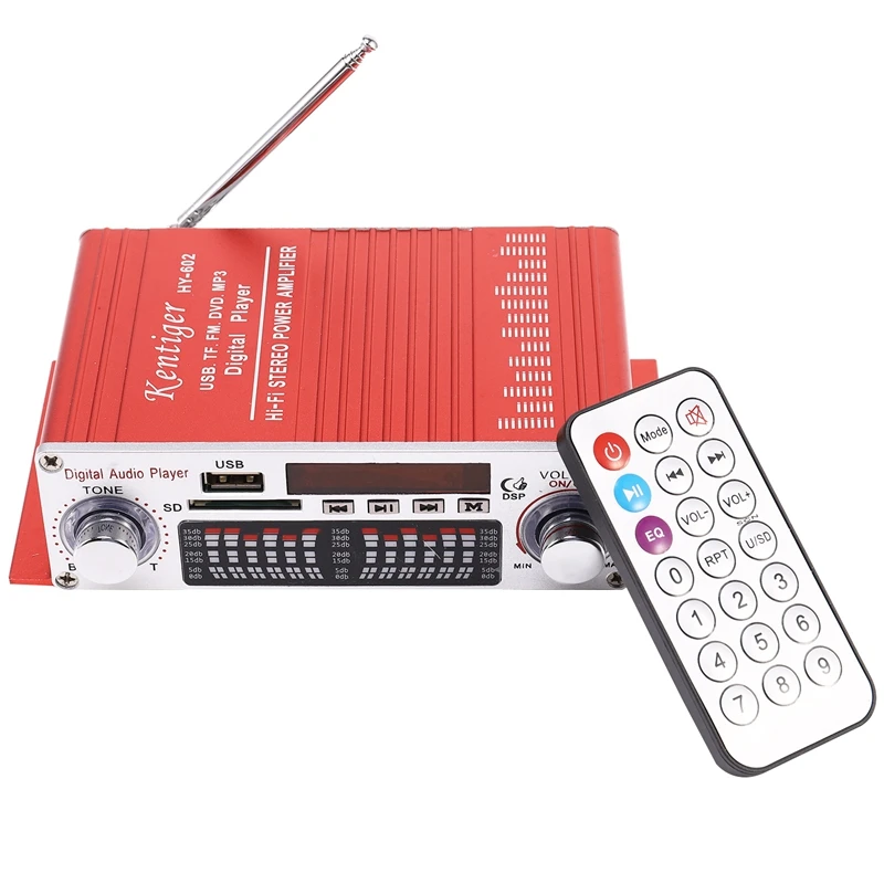 Портативный Hi-Fi цифровой усилитель мощности Kentiger Hy-602 Mini с Fm инфракрасным
