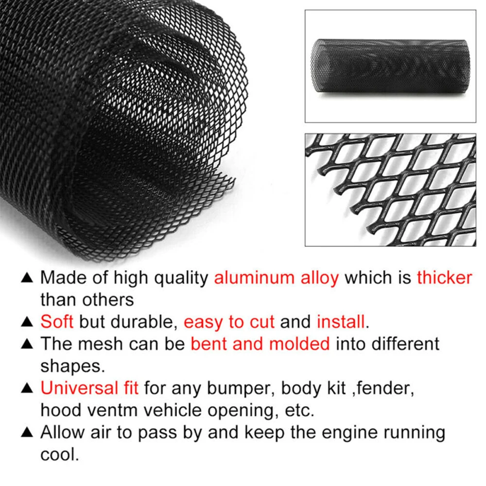 

Universal Grille Accessories Aluminium Alloy Black Car Replacement 40x13inch