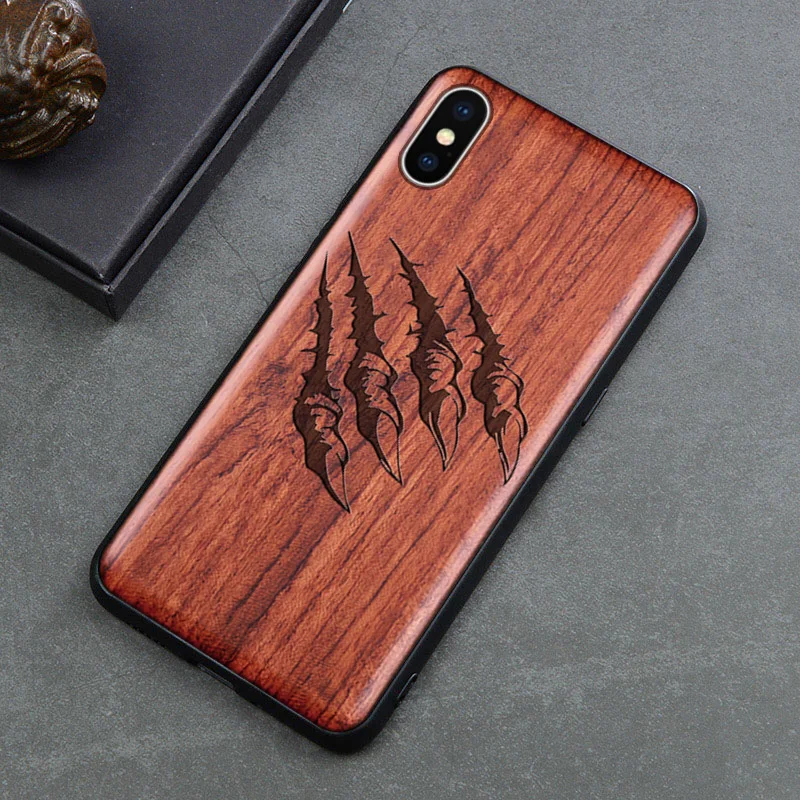 Реальный деревянный чехол для iPhone X XR XS нового образца, вырезанный из дерева + рамка из TPU для Apple Max.