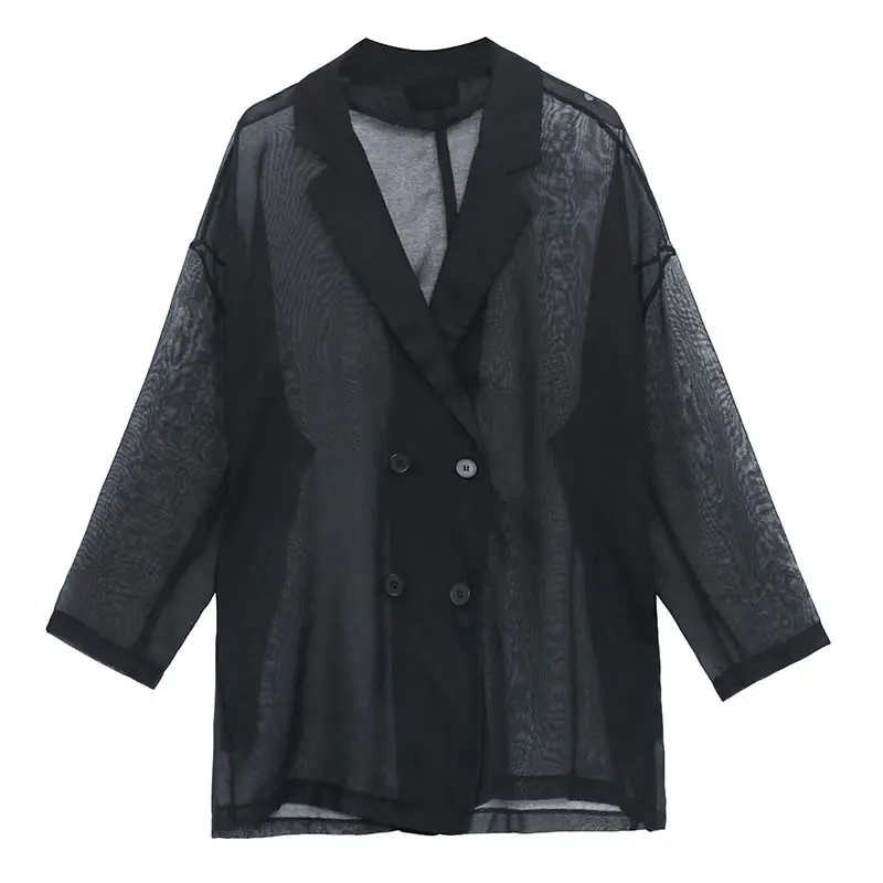 

XITAO Solid Color Women Blazer Summer New Perspective Sun Protection Loose Fashion Casual 2021 Trendy All-match Top WMD0759