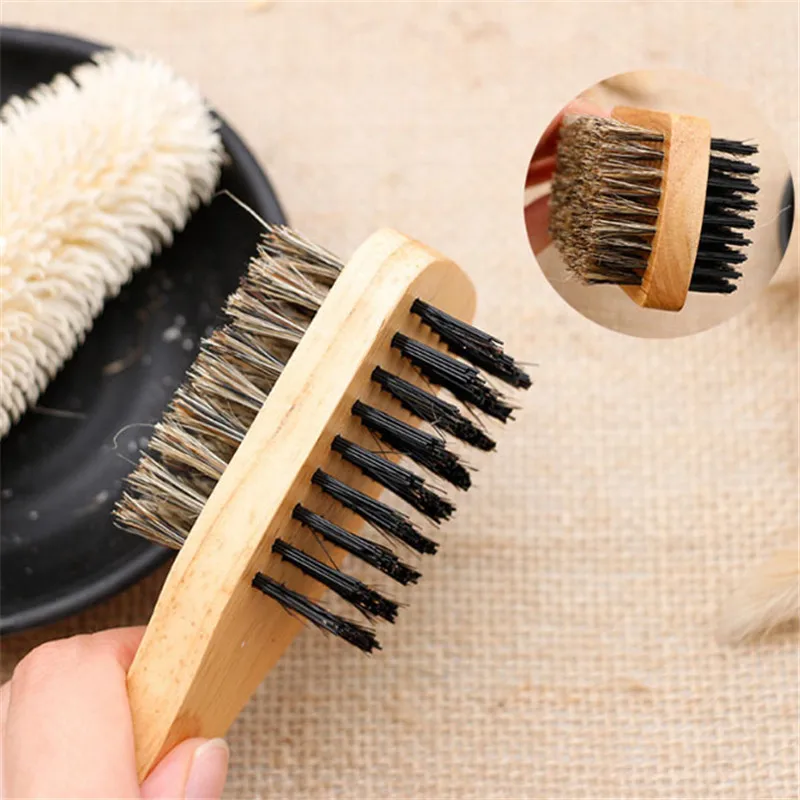 

3 Size Double-face Facial Hairbrush Male Face Massage Wooden Handle Men's Beard Brush Men Mustache Brushes Comb