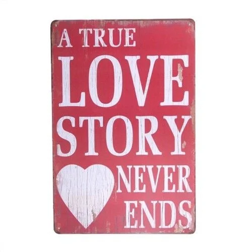 

Retro Vintage Tin Sign Love Story Never Ends Wall Home Office Bar Coffee Shop