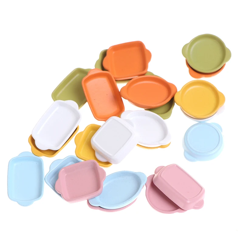 

4Pcs/Set 1:12 Dollhouse Miniature Plate Mini Tray Model Dolls House Kitchenware Dollhouse Accessories