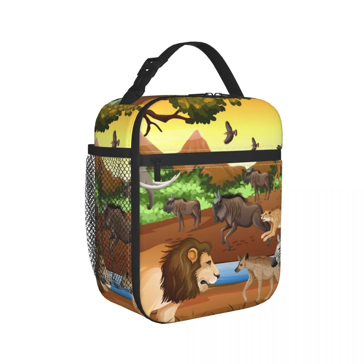 

Insulated Lunch Box Leak-proof Cooler Bag Wild African Animal Forest Lunch Tote 11 Cans Wine Bag Cooler Box