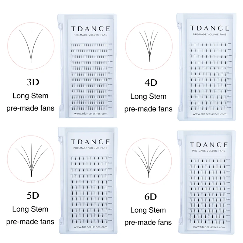 TDANCE длинный стержень 3D/4D/5D/6D толщина 0,1/0,0 предварительно сделанные объемные вентиляторы натуральные ресницы idividual ресницы для наращивания softmake up Инструменты
