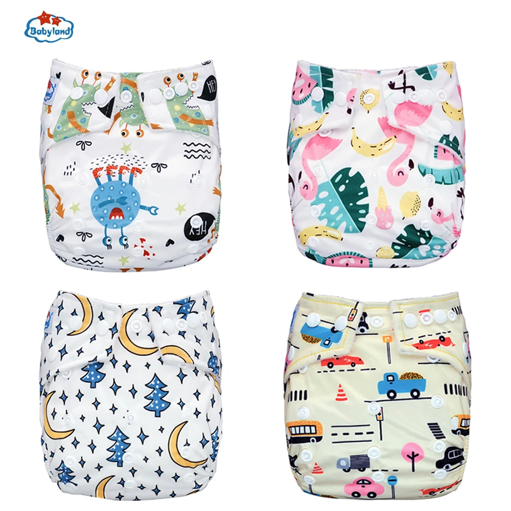 New Patterns Pocket Diapers Babyland 20pcs Waterproof Baby Nappy Covers Washable Diaper Shell +20pcs Microfiber Absorbent Insert