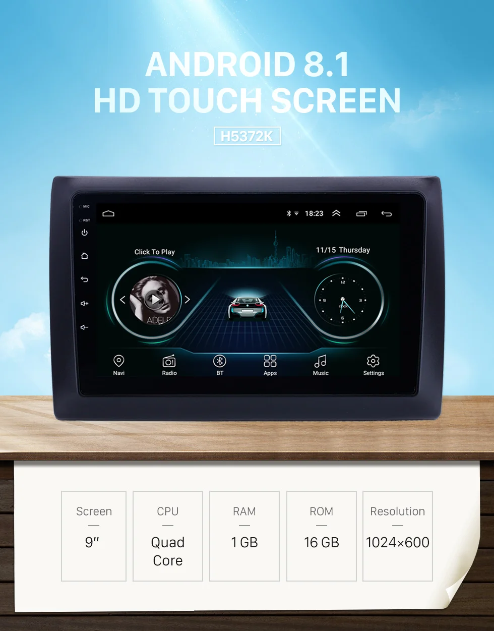 Harfey Android 8,1 HD сенсорный экран 9 дюймов для 2010 Fiat Stilo GPS автомобильный радиоприёмник поддержка OBD2 SWC Carplay DVR Автомобильный мультимедийный плеер