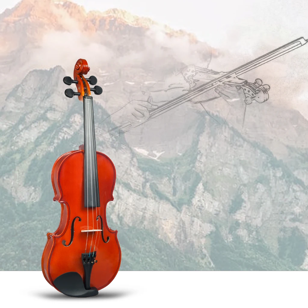 NEW 1/4 Violin High Gloss Finishing Violin  W/Case+Bow+Rosin Set For Biginner Violin Learner Natural Color Violin/Fiddle enlarge