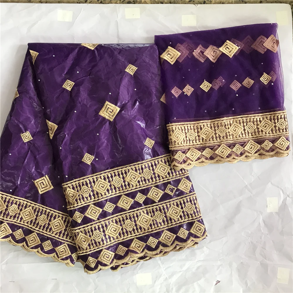 Gold Beaded Embroidered Bazin Riche Lace Brode Fabrics With 2 Yards Net For Indian African Women Blouse Dresses Basin Beads | Дом и сад