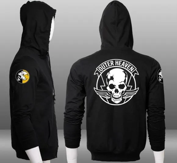 Casual MGS Mens 5 Metal Gear Solid V Diamond Dogs Outer Heaven Cotton Print Pattern Zip Up Men's Hoodie Sweatshirt Coat | Мужская