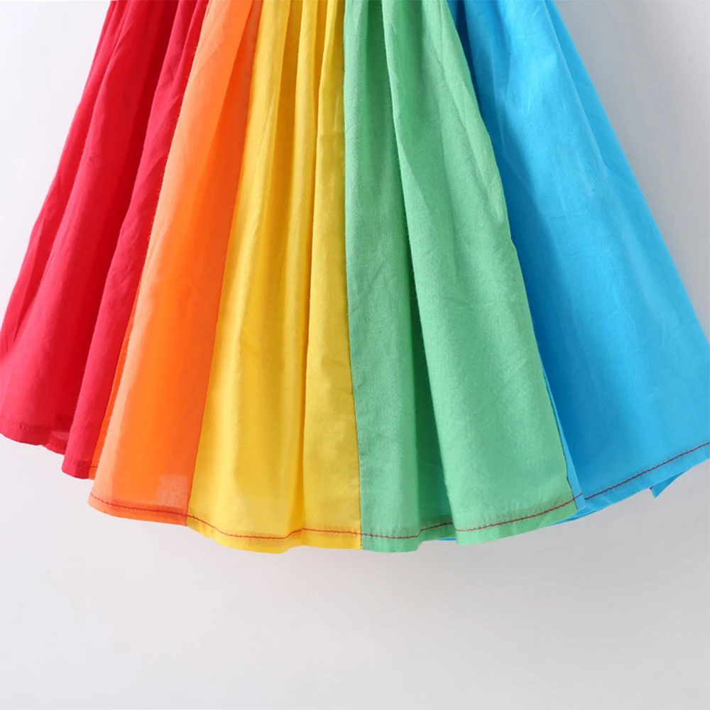 

New Casual Dresses Girl Clothes Fairy Rainbow Dress Princess Red Teen Costume Summer Elegant Beauty Long Sling Cute robe vestido