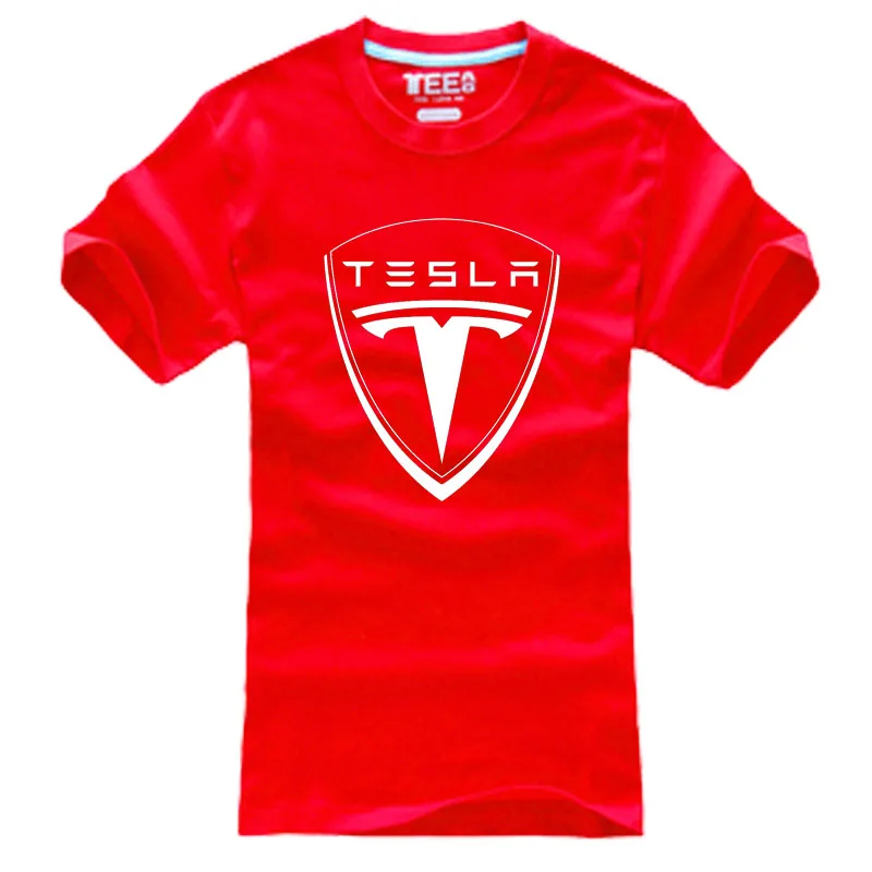 Футболка мужская с принтом логотипа Tesla летняя Повседневная рубашка коротким